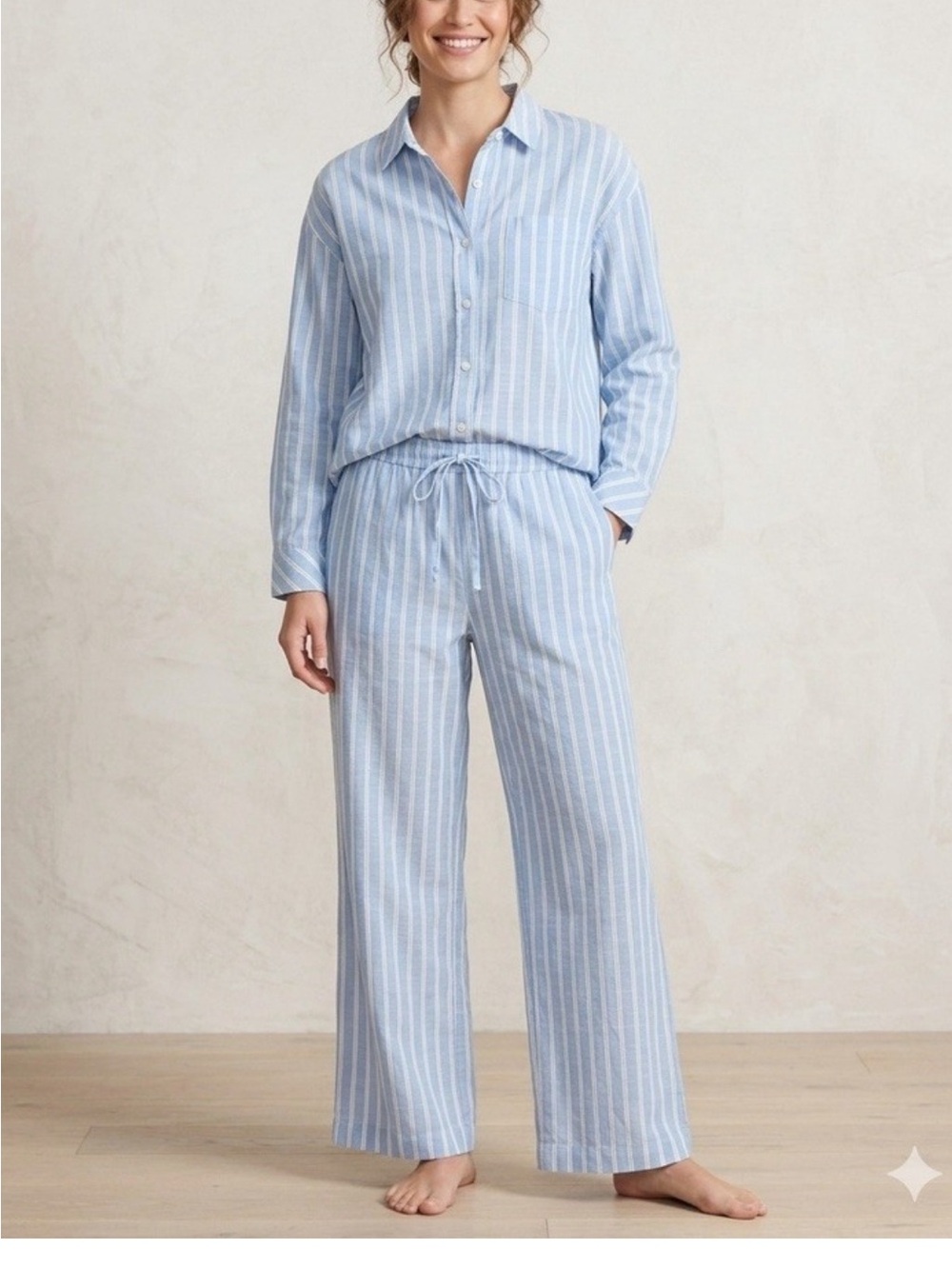 Auden Light Blue & White Striped Pajama Set